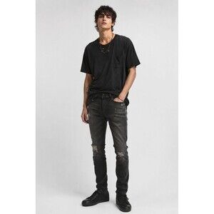 R13 Thurston Black Distressed Skate Jeans Mens 31x31 Gothic Grunge Stretch Denim